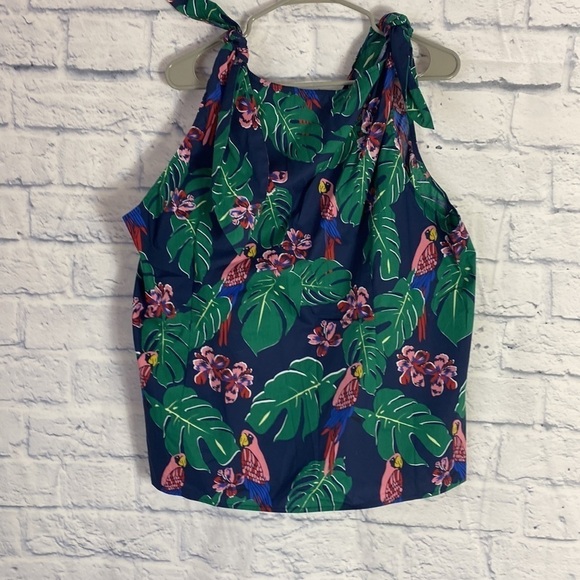 Draper James x Eloquii parrot print shoulder tie sleeveless top NWT - Picture 5 of 9